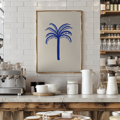 Blue Palm - Stretched Canvas, Poster or Fine Art Print I Heart Wall Art