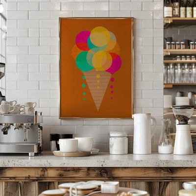 Neon Ice Cream - Stretched Canvas, Poster or Fine Art Print I Heart Wall Art