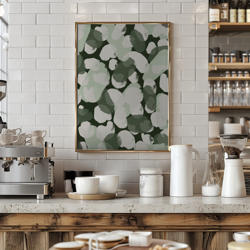 Green Round Strokes Pattern - Stretched Canvas, Poster or Fine Art Print I Heart Wall Art