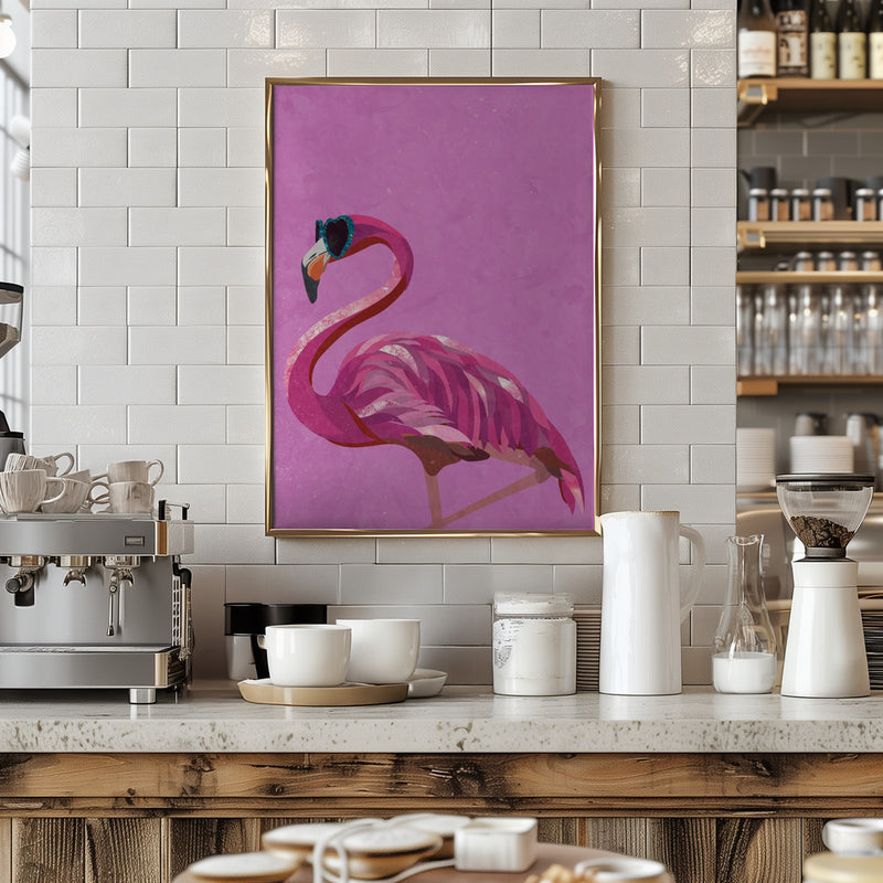 Magenta Metallic Flamingo - Stretched Canvas, Poster or Fine Art Print I Heart Wall Art