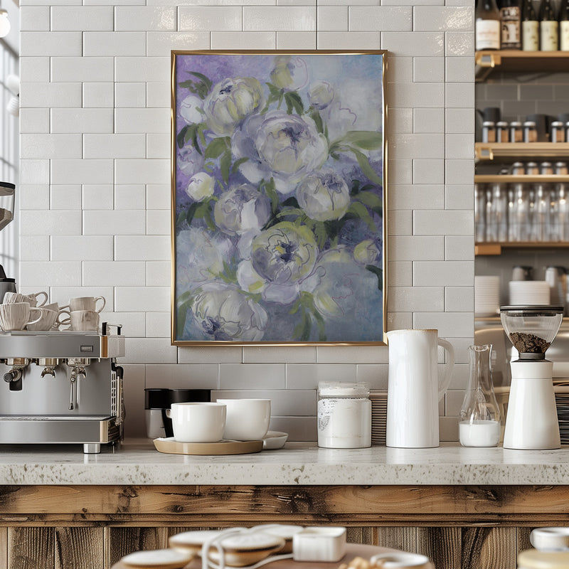 Sady painterly florals in violet - Stretched Canvas, Poster or Fine Art Print I Heart Wall Art