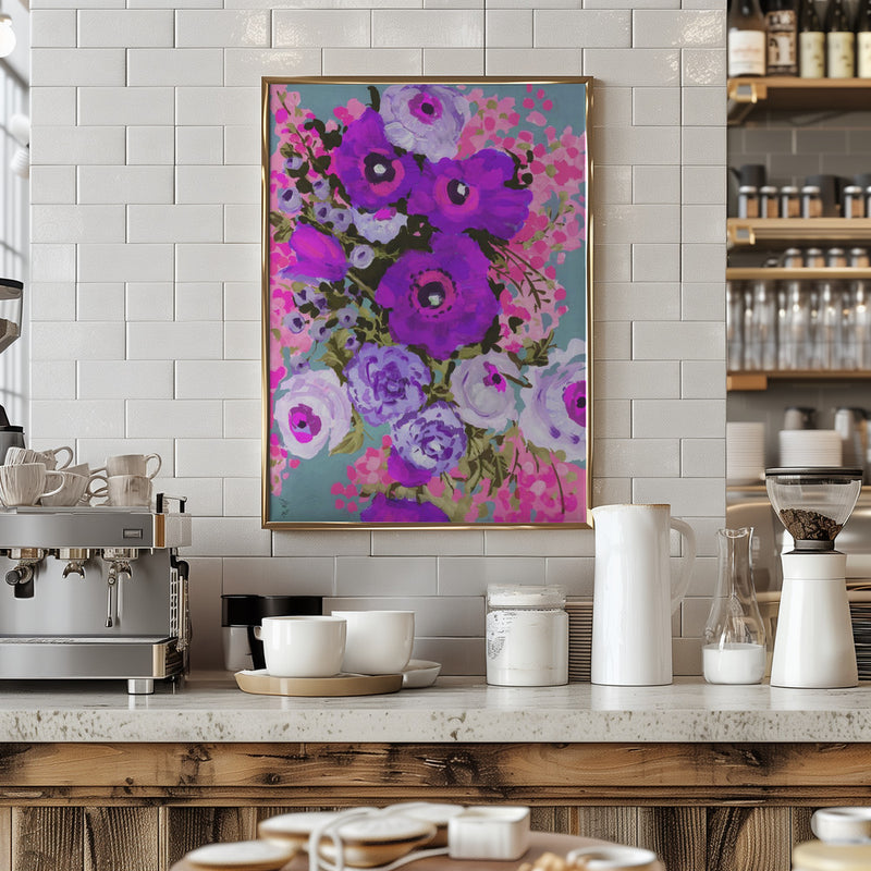 Purple And Rose Pink Bouguet - Stretched Canvas, Poster or Fine Art Print I Heart Wall Art