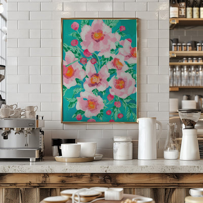 Anemones With Pink Fruits - Stretched Canvas, Poster or Fine Art Print I Heart Wall Art
