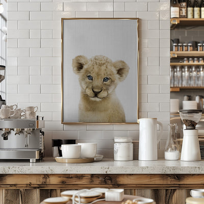 Peekaboo Baby Lion - Stretched Canvas, Poster or Fine Art Print I Heart Wall Art