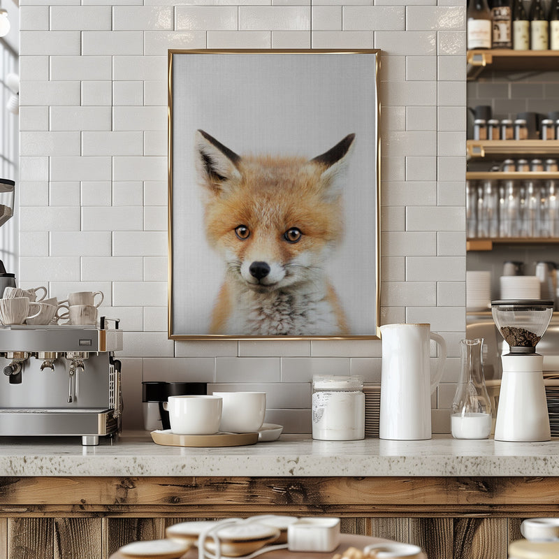 Peekaboo Baby Fox - Stretched Canvas, Poster or Fine Art Print I Heart Wall Art