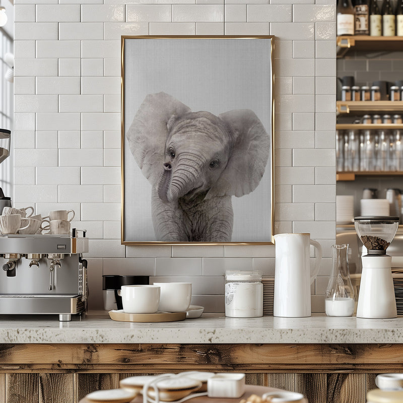 Peekaboo Baby Elephant - Stretched Canvas, Poster or Fine Art Print I Heart Wall Art