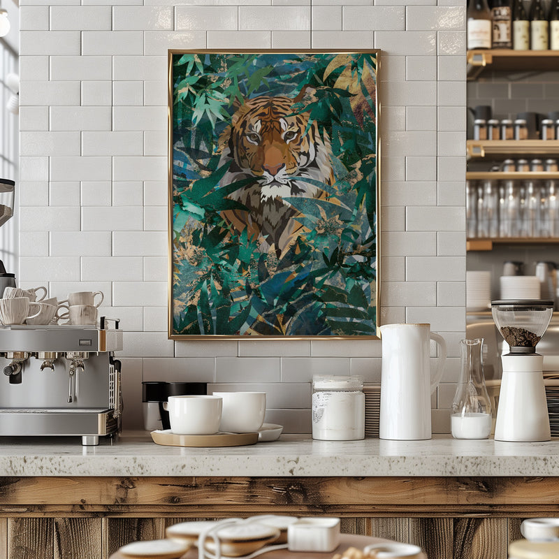 Tiger in the jungle 2 - Stretched Canvas, Poster or Fine Art Print I Heart Wall Art