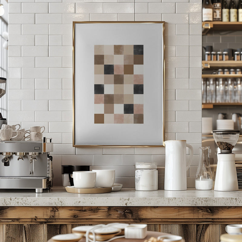 Geometric Pattern of Muted Earthy Tones - Stretched Canvas, Poster or Fine Art Print I Heart Wall Art