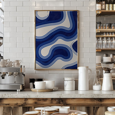 Blue Wave Patterns - Stretched Canvas, Poster or Fine Art Print I Heart Wall Art