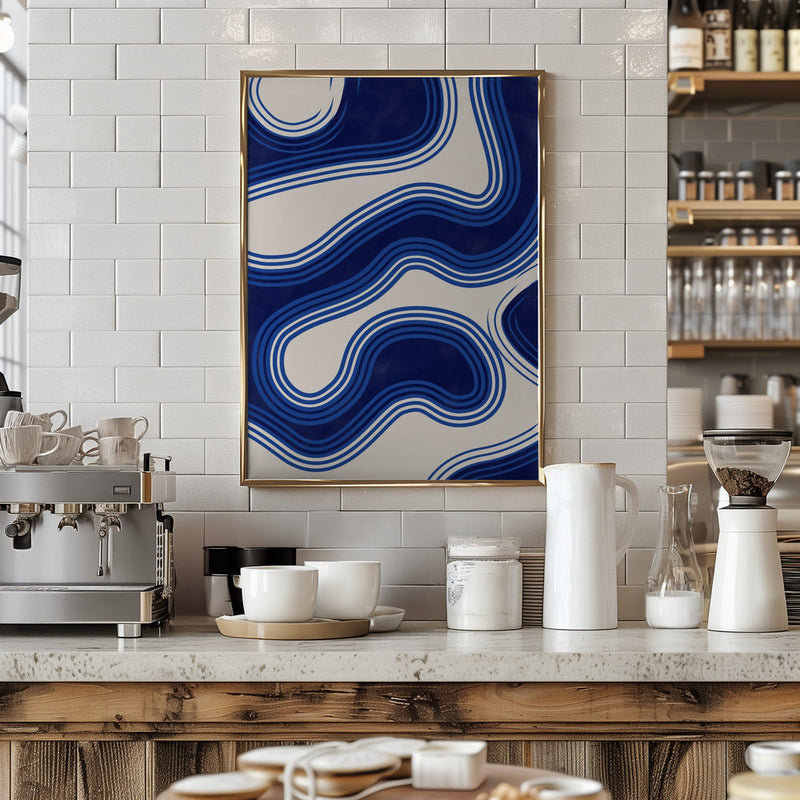 Blue Wave Patterns - Stretched Canvas, Poster or Fine Art Print I Heart Wall Art