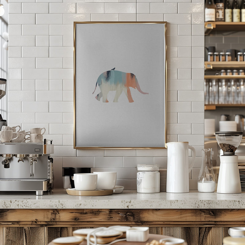 Pastel Elephant - Stretched Canvas, Poster or Fine Art Print I Heart Wall Art