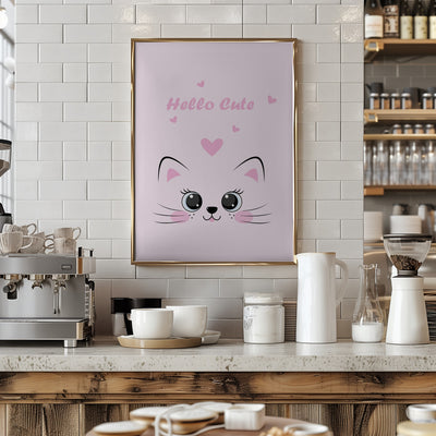 Pink Cat - Stretched Canvas, Poster or Fine Art Print I Heart Wall Art