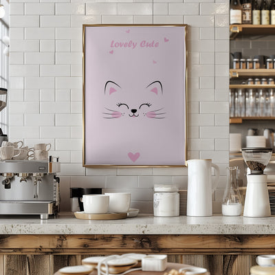 Pink Cat - Stretched Canvas, Poster or Fine Art Print I Heart Wall Art