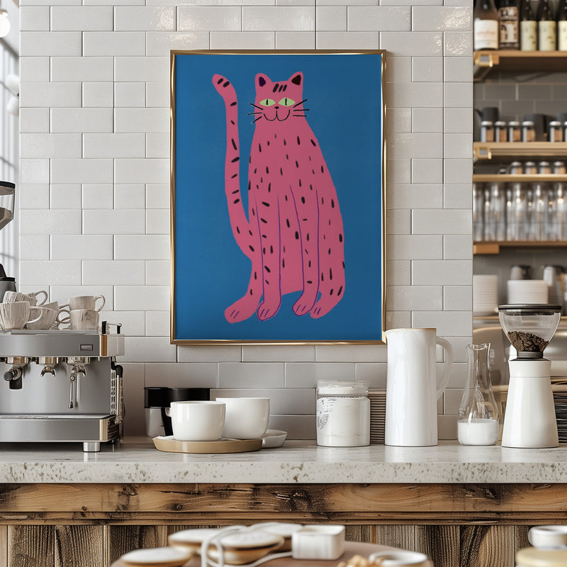 Pink cat - Stretched Canvas, Poster or Fine Art Print I Heart Wall Art