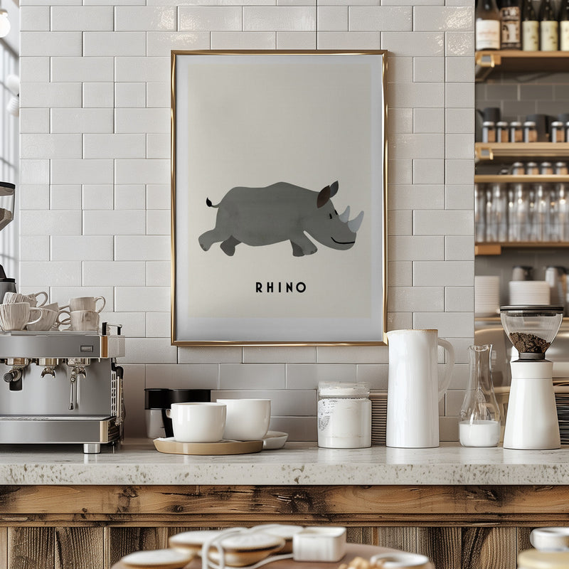 Rhino - Stretched Canvas, Poster or Fine Art Print I Heart Wall Art