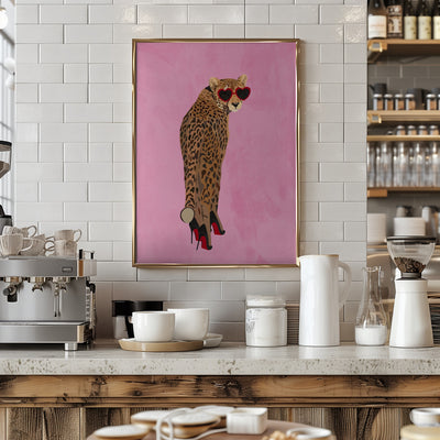 Sexy cheetah in heels - Stretched Canvas, Poster or Fine Art Print I Heart Wall Art