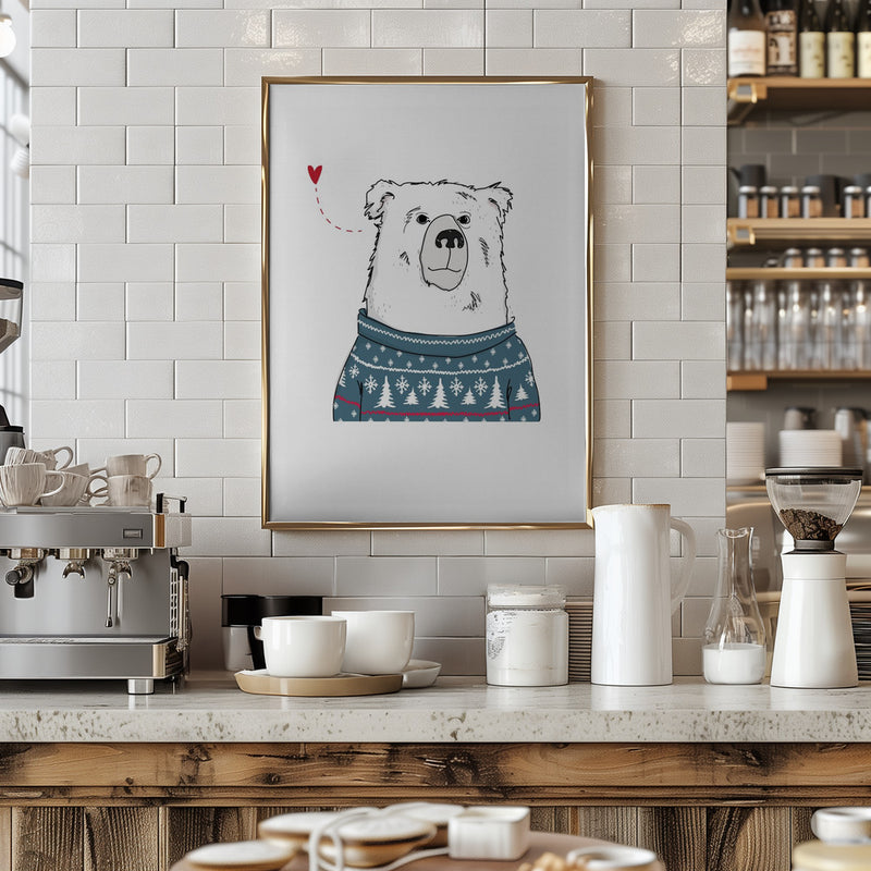 Winter Bear - Stretched Canvas, Poster or Fine Art Print I Heart Wall Art