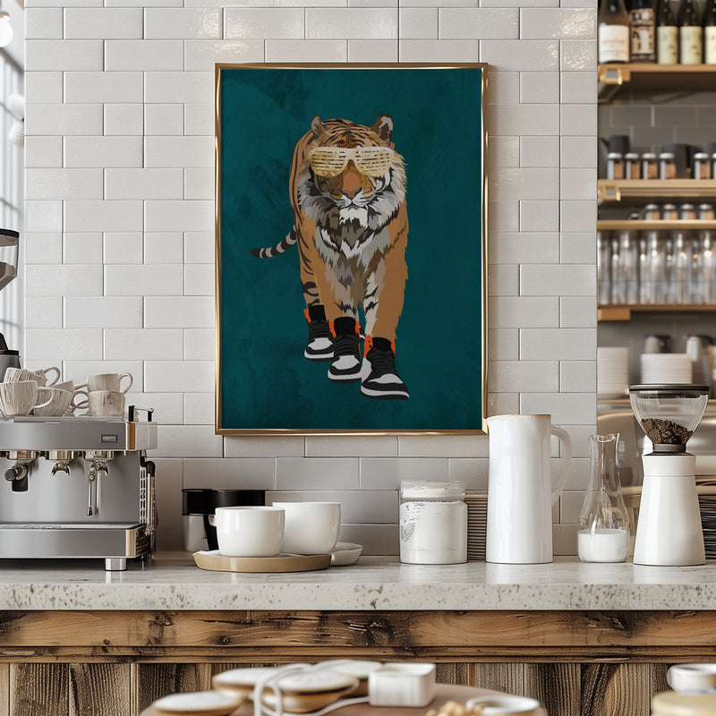 Tiger prowling in high top sneakers - Stretched Canvas, Poster or Fine Art Print I Heart Wall Art