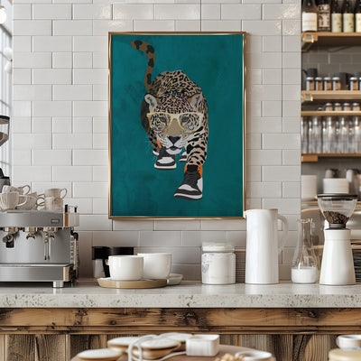 Jaguar prowling in high top sneakers - Stretched Canvas, Poster or Fine Art Print I Heart Wall Art