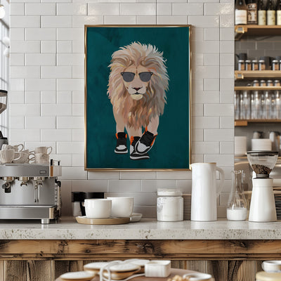 Lion prowling in high top sneakers - Stretched Canvas, Poster or Fine Art Print I Heart Wall Art