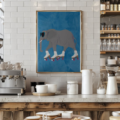 Rollerskating elephant - Stretched Canvas, Poster or Fine Art Print I Heart Wall Art