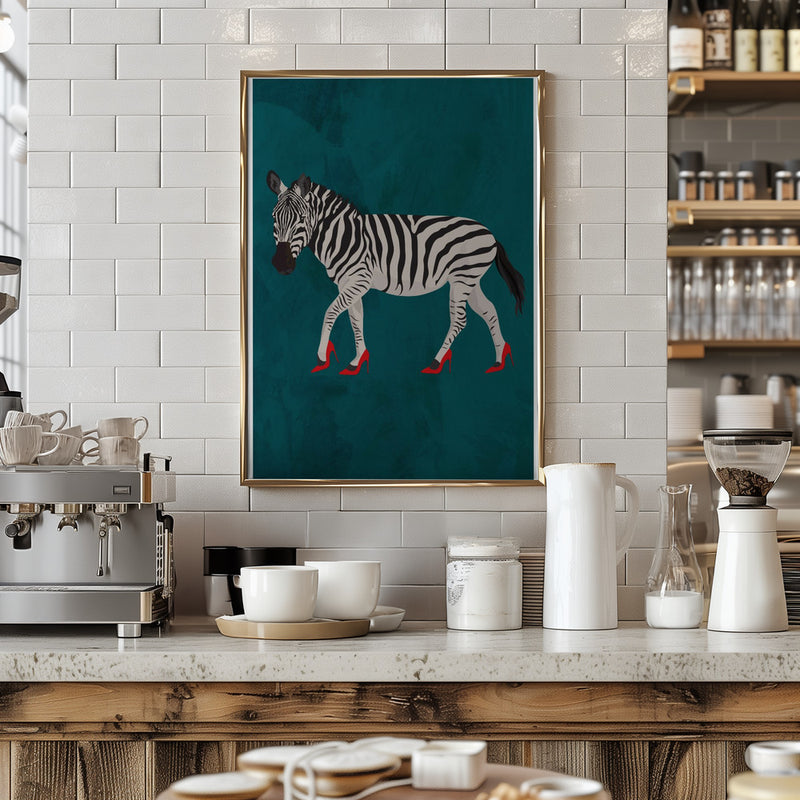 Zebra in heels 2 - Stretched Canvas, Poster or Fine Art Print I Heart Wall Art