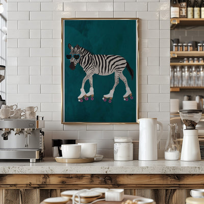 Zebra rollerskating - Stretched Canvas, Poster or Fine Art Print I Heart Wall Art