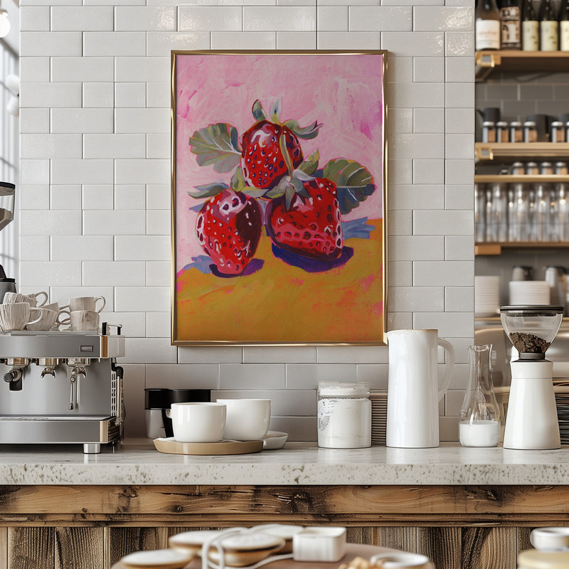 Fresh Paintainly Strawberries - Stretched Canvas, Poster or Fine Art Print I Heart Wall Art