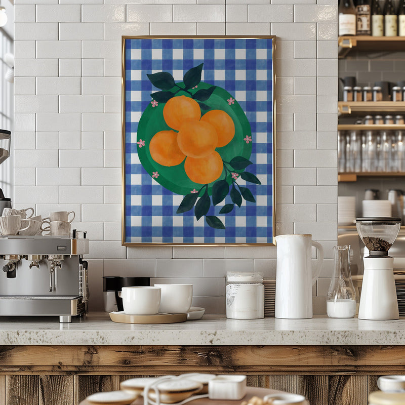 Checkered Citrus Charm - Stretched Canvas, Poster or Fine Art Print I Heart Wall Art