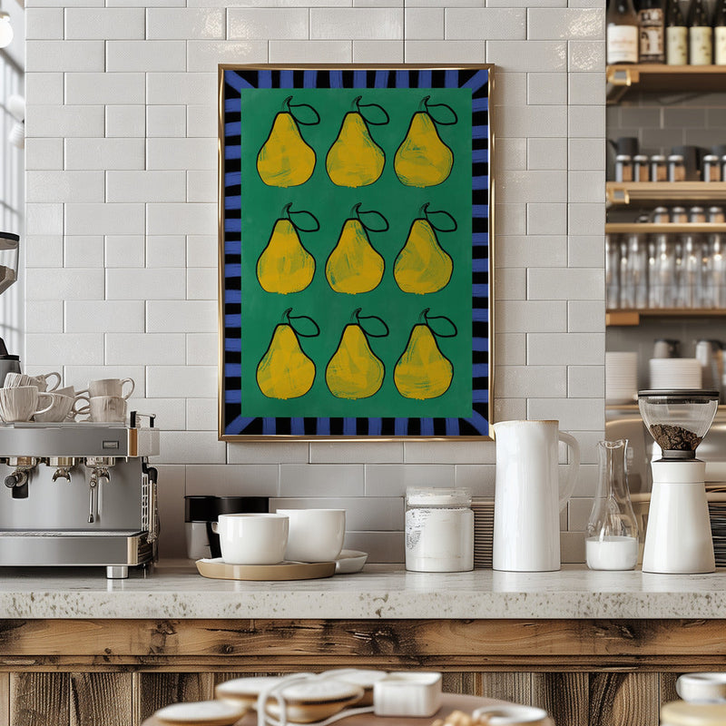 Pear Grid Harmony - Stretched Canvas, Poster or Fine Art Print I Heart Wall Art