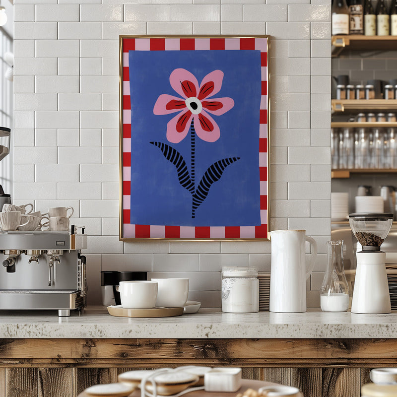Flower with Pink Petals and Striped Leaves - Stretched Canvas, Poster or Fine Art Print I Heart Wall Art