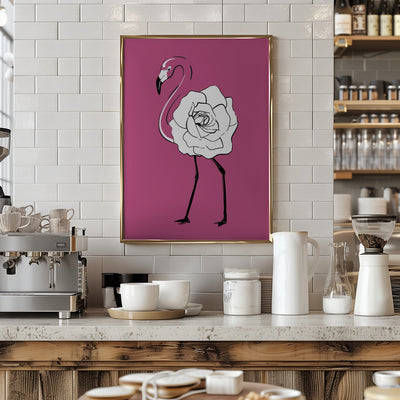 Rose Flamingo - Stretched Canvas, Poster or Fine Art Print I Heart Wall Art