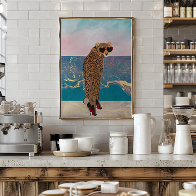 Cheetah on holiday - Stretched Canvas, Poster or Fine Art Print I Heart Wall Art