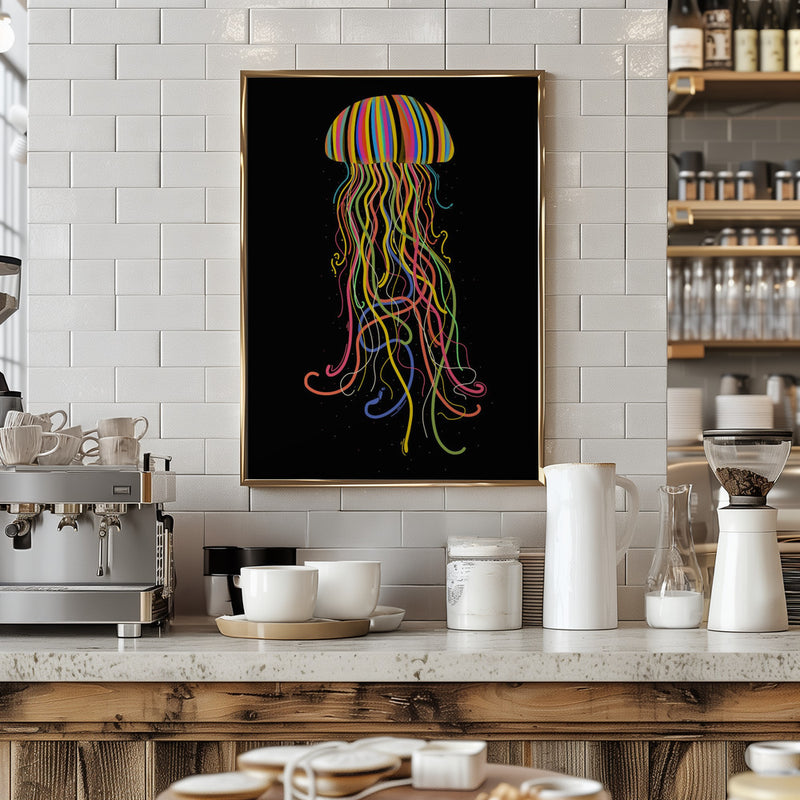 Rainbow Jellyfish - Stretched Canvas, Poster or Fine Art Print I Heart Wall Art