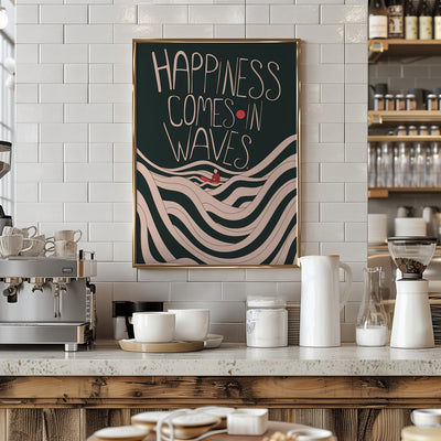 Happiness Comes In Waves - Stretched Canvas, Poster or Fine Art Print I Heart Wall Art