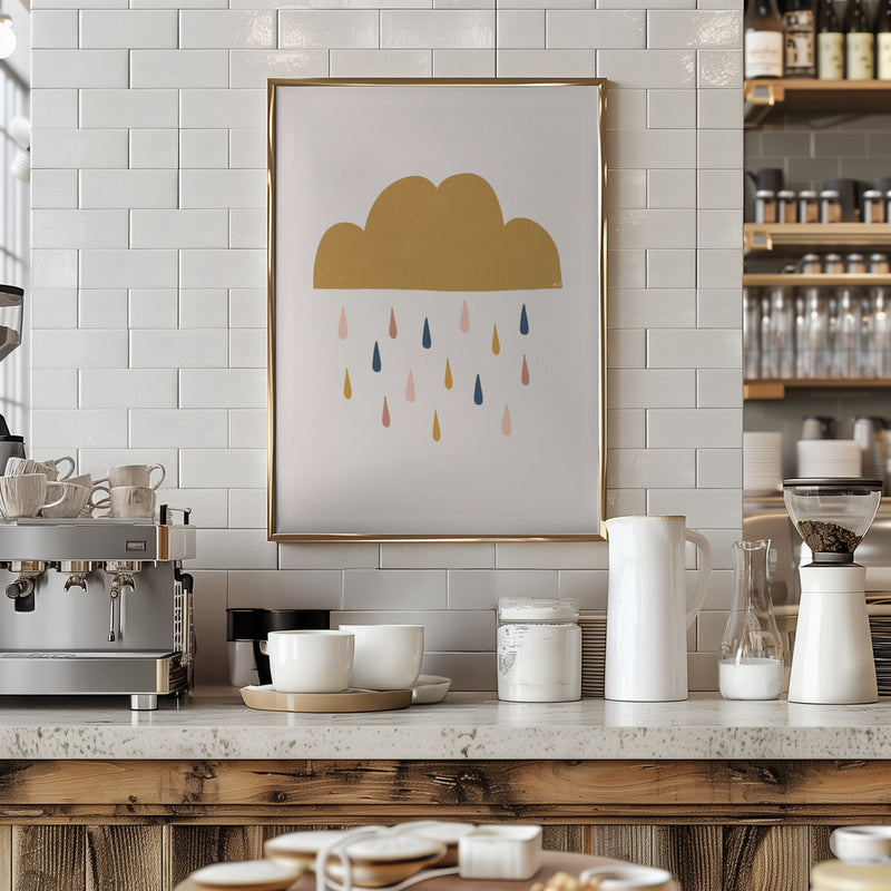 Yellow Raining Cloud - Stretched Canvas, Poster or Fine Art Print I Heart Wall Art