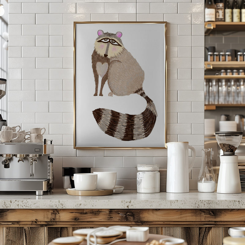 Sad Raccoon - Stretched Canvas, Poster or Fine Art Print I Heart Wall Art