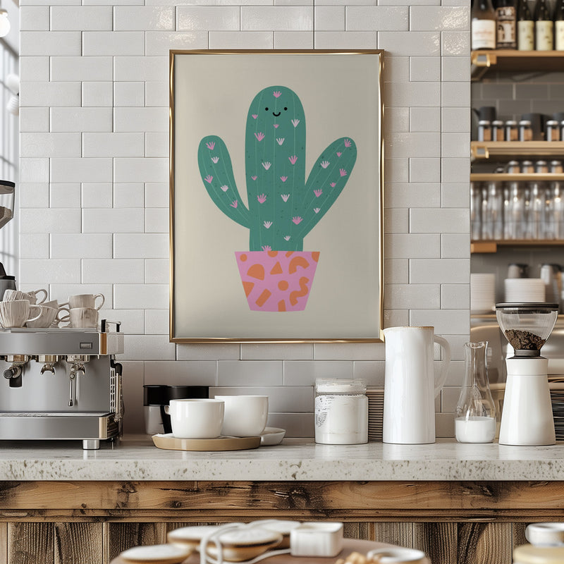 Happy Cactus - Stretched Canvas, Poster or Fine Art Print I Heart Wall Art