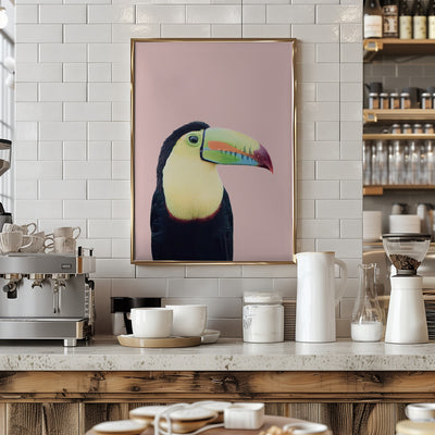 Toucan on Pink - Stretched Canvas, Poster or Fine Art Print I Heart Wall Art