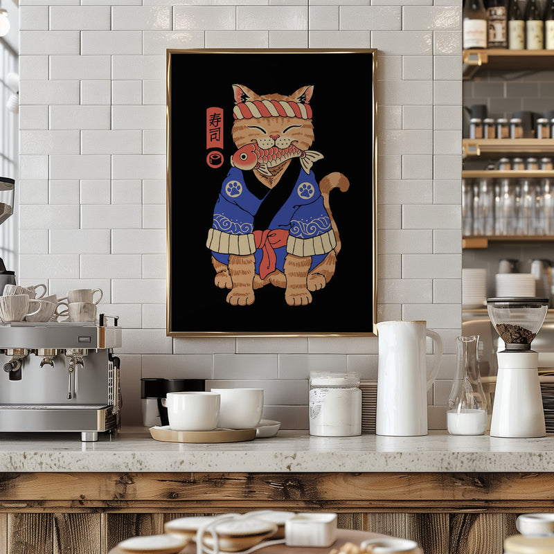 Sushi Meowster - Stretched Canvas, Poster or Fine Art Print I Heart Wall Art