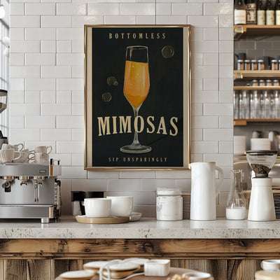 Bottomless Mimosas Art Deco Cocktail Bar Art - Stretched Canvas, Poster or Fine Art Print I Heart Wall Art