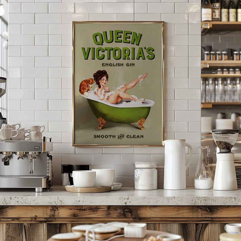 Queen Victoria English Gin Bath Pinup Girl - Stretched Canvas, Poster or Fine Art Print I Heart Wall Art