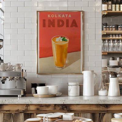 Travel Poster Cocktail Kolkata India - Stretched Canvas, Poster or Fine Art Print I Heart Wall Art