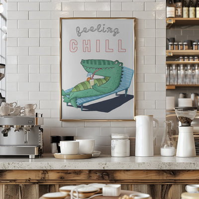 Feeling Chill! Funny Crocodile Lounging in the Sunshine by artist Carla Daly - Stretched Canvas, Poster or Fine Art Print I Heart Wall Art