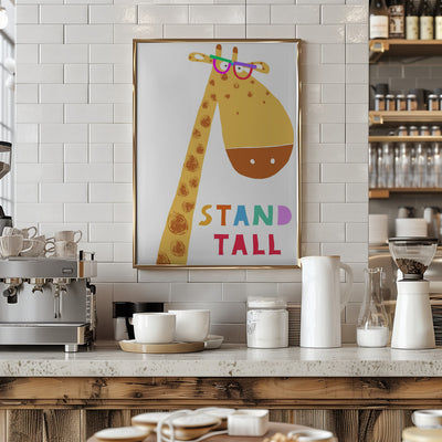 Stand Tall! Cute Giraffe with Colorful Glasses by Artist Carla Daly - Stretched Canvas, Poster or Fine Art Print I Heart Wall Art