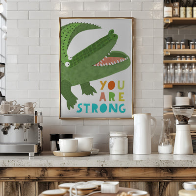 You Are Strong! Funny Alligator with Tail by Artist Carla Daly - Stretched Canvas, Poster or Fine Art Print I Heart Wall Art