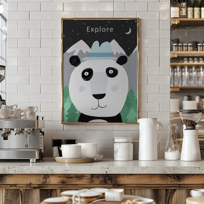 Explore the World with Cute Panda by Artist Carla Daly - Stretched Canvas, Poster or Fine Art Print I Heart Wall Art