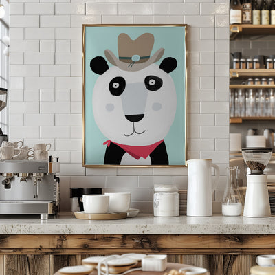 Funny Panda with Cowboy Hat by Artist Carla Daly - Stretched Canvas, Poster or Fine Art Print I Heart Wall Art