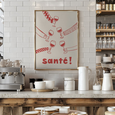 Santé! Wine Party with Friends - Stretched Canvas, Poster or Fine Art Print I Heart Wall Art