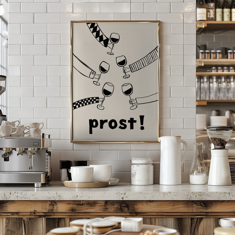 Prost! Wine Party with Friends - Stretched Canvas, Poster or Fine Art Print I Heart Wall Art